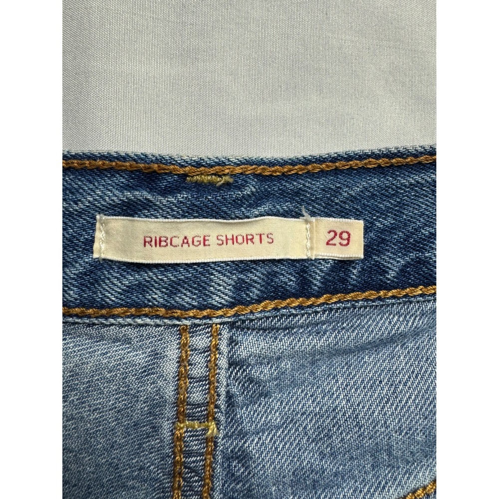 Levis Premium Ribcage Shorts Womens 29 High Rise Distressed Denim Medium Wash - Picture 4 of 16